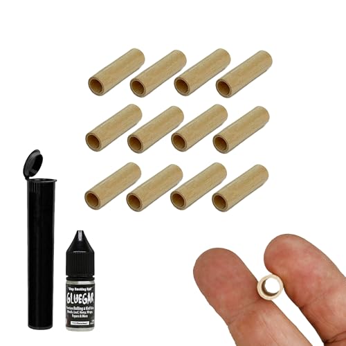 Rollers Hollow Wood Tips- 12 Pack- Variety Sizes- Cigarette, Cigar, Rolls,(RYO Tips) with Tube and GlueGar (8.5mm)