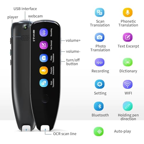 Image of DEVIANT AI Smart Translation Pen | 3.5 Inch Screen | 112 Languages Translator | OCR Scanner & Voice Translator | Bluetooth & Wi-Fi | for Students, Travel, Business and Language Learning Tool