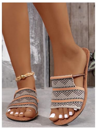 GORGLITTER Women's Boho Beach Sandals Dress Flats Open Toe Flip Flops Slides Shoes2