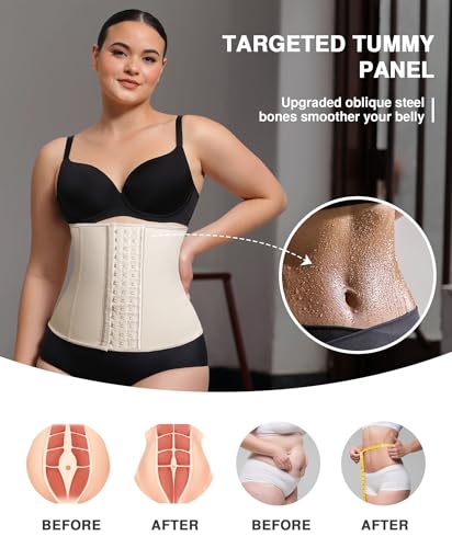 Image of Waist Trainer for Women Latex Underbust Waist Cincher Corset, Tummy Control Corset Sport Girder Hourglass Body Shaper