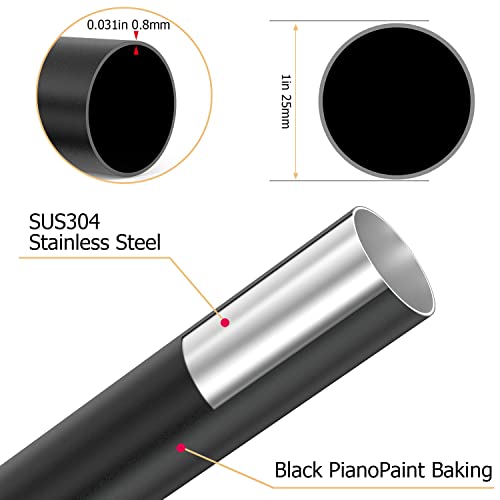 Sikaiqi Stretchable 304 Stainless L Shaped Bathroom Bathtub Corner Shower Curtain Rod Rack, Drill Free Install, For Bathroom, Clothing Store, Private Space(Black 27"-39"X35.43"-51.18") #TOP2