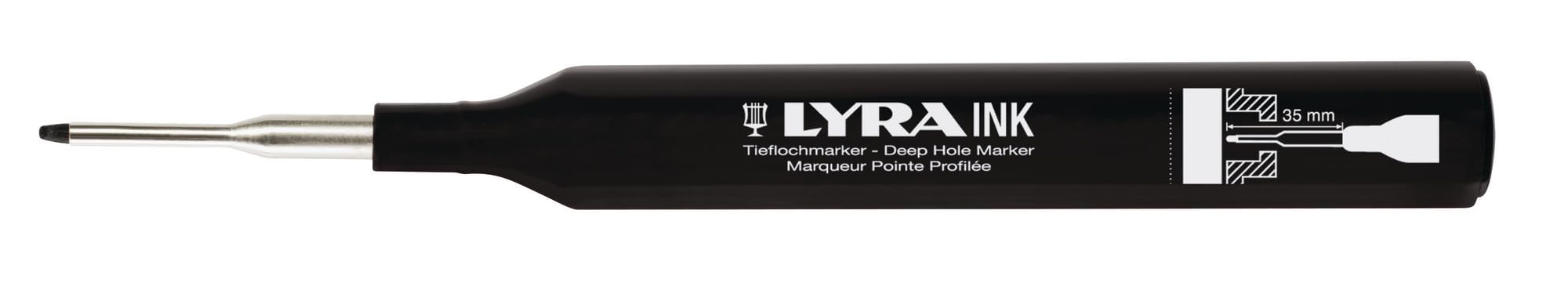 LYRA Rotulador para perforaciones profundas, color negro, 10 unidades, L4480099-10-1