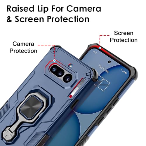 Image of TheGiftKart Tough Armor Bumper Back Case Cover for Nothing Phone 4a 5G | Ring Holder & Kickstand in-Built | 360 Degree Protection Back Case Cover for Nothing Phone 4a 5G (PC & TPU, Blue)
