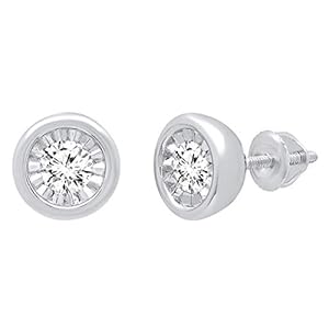 Dazzlingrock Collection 0.45 Carat Round White Diamond Solitaire Illusion Set Stud Earrings for Women in 14K Gold