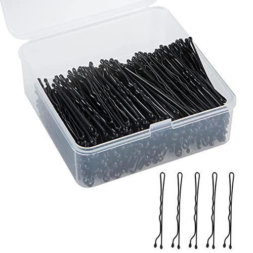 Black 400PCS Hair Bobby Pins for Women, Bun Pins for Thick and Thin hair and All Hair Types with Case, 1.97 inch