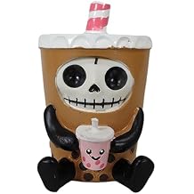 Ebros Gift 3" Tall Furrybones Bobby The Bubble Tea Drink with Boba Pearls Collectible Figurine Skeleton Monster Full Costume Furry Bones Skeletons Sculpture
