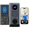 eLinkSmart Smart Door Lock with Camera Deadbolt with Video Doorbell PIR Motion Detection Front Door Lock with Fingerprint Keypad Code Long-Lasting Battery Built-in Wi-Fi No hub Required No Drilling