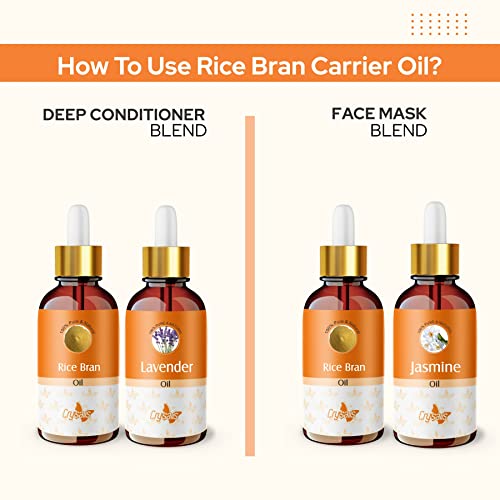Image of Crysalis Rice Bran (Oryza Sativa L.) Oil |100% Pure & Natural Undiluted Carrier Oil Organic Standard | For Face, Skin, Hair Moisturizer, Soap Making | Aromatherapy Oil | 50ML With Dropper