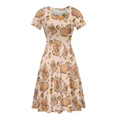 Image of AFPANQZ Womens Casual Summer Lightweight Vintage Dress Short Sleeve Midi Dress Knee-Long Luxury Formal Dress