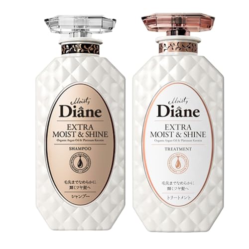 Moist Diane Extra Moist & Shine Sulfate-free Shampoo and Treatment SET from Men & Women, Organic and Natural Anti Dandruff Clarifying Hair Care from Japan