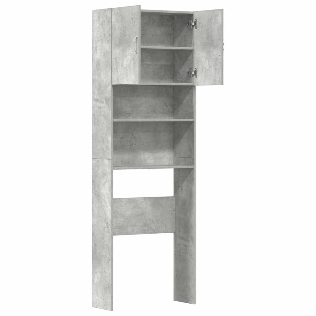 Tidyard Meuble de Machine à Laver Gris béton Bois d'ingénierie, Support de Salle de Bain avec Compartiments, Gain de Place Meuble de Rangement L'étagère de la Machine à Laver