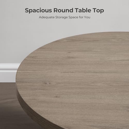 Image of SICOTAS 32 inch Round Coffee Table for Living Room Modern | Fluted Circle Center Coffee Table with Storage, Accent Tea Dining Table for Apartment, Grey Alder