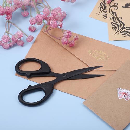 Black Office Scissors 6 Inch Small All Purpose Sharp Scissor Stainless Steel Blade Shears Straight Handle Shear for Paper, DIY Craft, Office, Desk, School, Home - Thumbnail 6