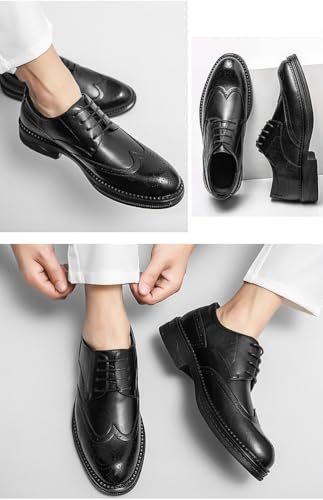 Men's Modern Business Casual Dress Shoes Classic Wingtip Lace-Up Brogues Formal Oxfords Suit Shoes3