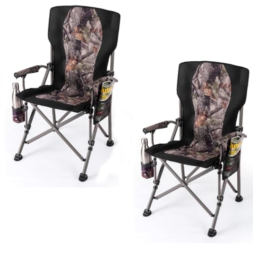 Goplus Silla Plegable para Caza, con Reposabrazos y Bolsa de Transporte, Soporta 400 lbs (Negro, 2 unidades)