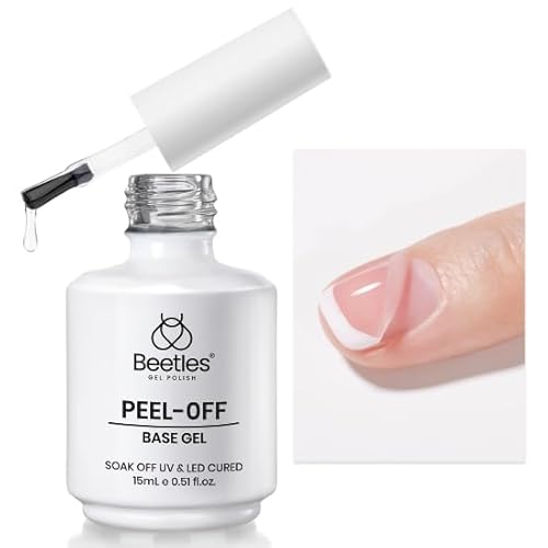 Beetles Peel Off Gel Base Coat: 15ml Peel Off Base Coat for Gel Nail Polish, Soak Off-Free Easy Removal without Damage, Long Lasting for Weak Thin Nails