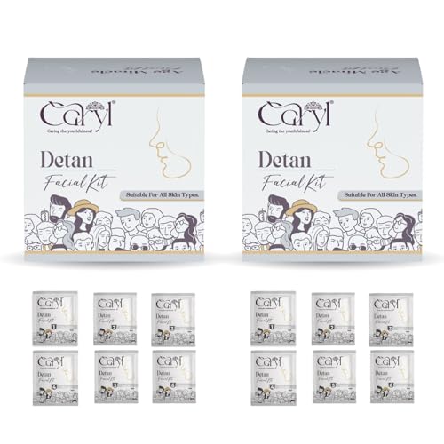 Image of Caryl Detan Facial Kit for Removes Dead Skin Cells,Excess oil,Dirt & Impurities With Glycolic Acid,Green Tea,Bearberry For Remove Tan & Dark Spot,Brightening Skin |All Skin Types 30g (Pack of 2)