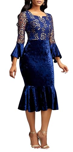 Image of Midi Lace Dress for Women Bodycon Dress Church Cocktail Party Clothes