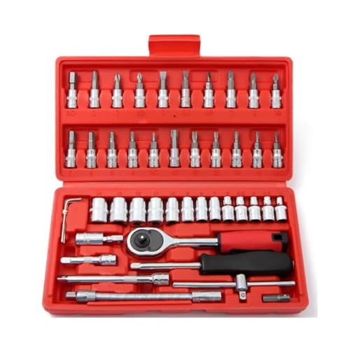 Kit de Ferramentas com Catraca Reversível 46 Peças Em Aço Maleta ...