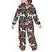 Shin Fashion Boys Girls Zipper Onesie Jumpsuits Christmas Horses Poinsettias Long Sleeves Hooded Jumpsuit Soft Comfortable One Piece Rompers X-Large