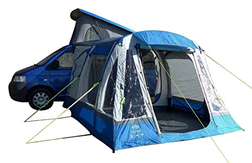 OLPRO Outdoor Leisure Products Loopo Breeze Blue & Grey Inflatable Campervan Awning 3.1m x 3.9m with Canopy Poles