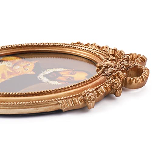 Cisoo Vintage Oval Picture Frame Antique Photo Frame Table Top Display And Wall Hanging Home Decor, Bronze Gold (5X7) #TOP6