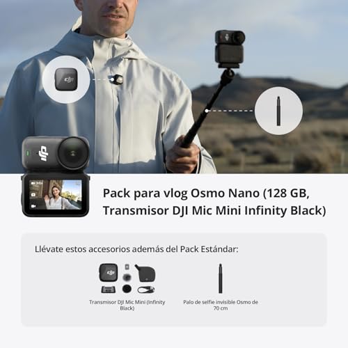 DJI Pack para vlog Osmo Nano de 128 GB con cámara 4K y micrófono Mini TX 2