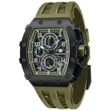TSAR BOMBA Relojes Hombre Tonel Lujo Reloj de Pulsera Cristal Zafiro Movimiento Japonés Impermeables 50M Luminoso Fecha Esqueleto Cuadrados Analogico Deportivo Cronógrafo Reloj de Hombre