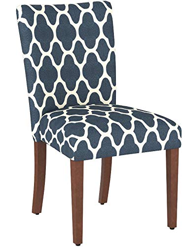 HomePop Parsons Classic Upholstered Accent Dining Chair, Set of 2, Navy and Cream Geometric