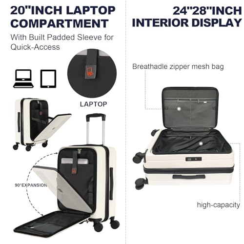Image of Hardshell Luggage Sets 3 Piece with Spinner Wheels, Expandable Carry On Luggage with Front Open Pocket, TSA Lock, Hardside Suitcase Set for Travel, Business, Plane