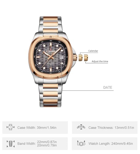Image of NAVIFORCE NF9240 Square Unique Temperament Strap with dial Analog Watch