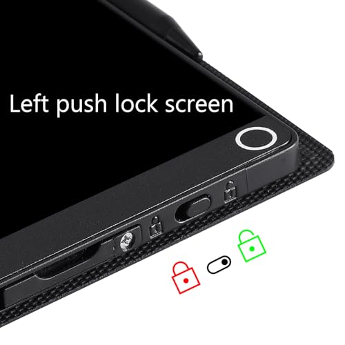 Image of LCD Writing Tablet 6.5in Fine Tip with Leather Case and Hanging Pen | Fine-tip writing tablet supplied with a protective leather case and hanging stylus