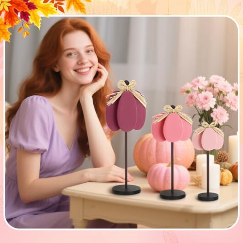Lot de 3 centres de table en forme de citrouille de Thanksgiving - 4