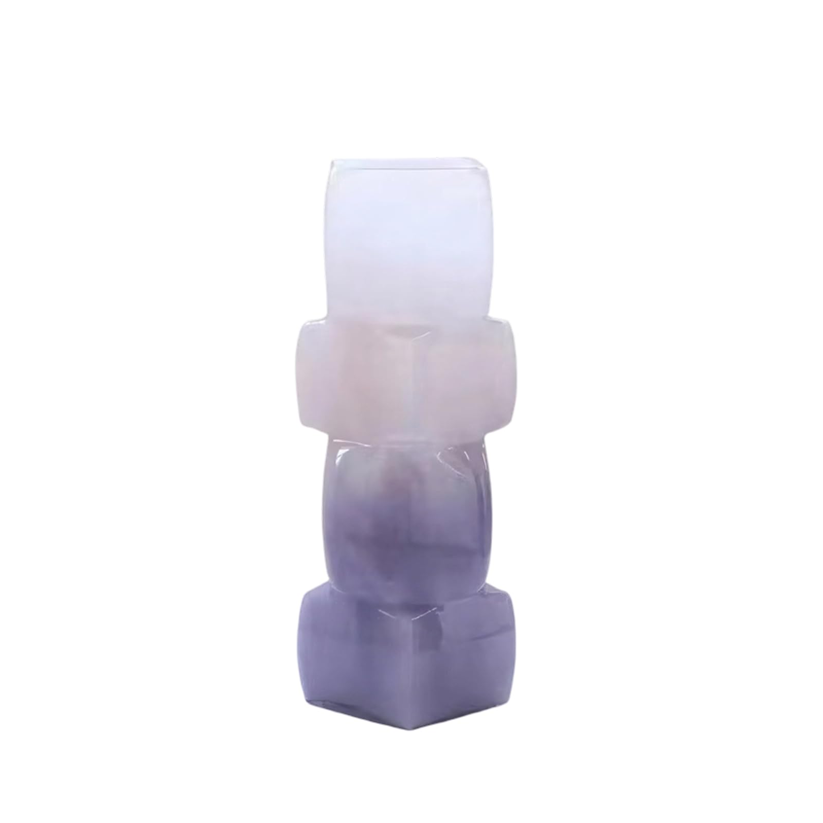 Mekalero B Decorative Glass Flower Vase With Stacked Geometric Profile, Tabletop Home Accent For Floral Display And Shelf Styling Floral Vessel Glass Ud Vase Shelf Centerpiece Square Profile Indoor Home Accent