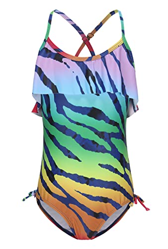 Image of Girls One Piece Swimsuits One Shoulder Ruffle Swimwear Floral Bathing Suit