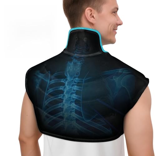 Image of Comfytemp Large Ice Pack for Neck Shoulders Upper Back Pain Relief with Straps, Reusable Gel Ice Wrap Hot Cold Compress Therapy Recovery for Upper Back, Cervical Injuries, Rotator Cuff (Large, Black)