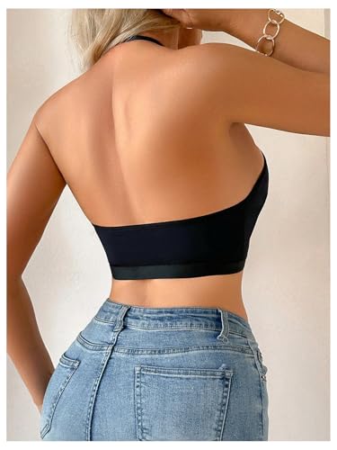 SOLY HUX Women's Cut Out Front Closure Bralette Criss Cross Wireless Halter Bra2