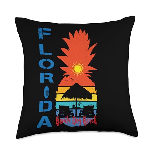 Bonita Dog Beach Fort Myers Florida Souvenir Family Vacation Throw Pillow