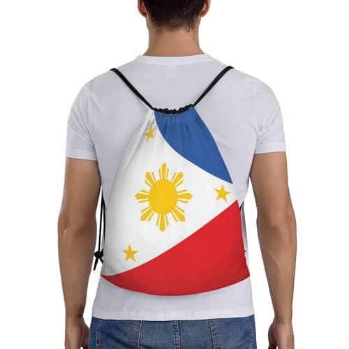 Cute Philippines Flag Drawstring Bag for Men Women With Adjustable Sports Gym Backpack Swim Bag Travel Hiking Daypack2