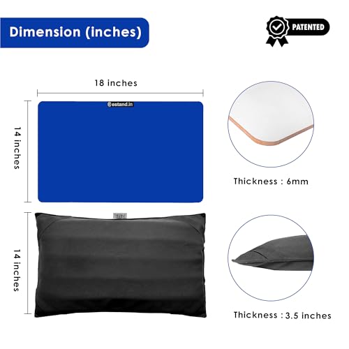 Image of Lap Board for Study | Home | Dining | Office | Laptop | Computer Desk | Reading & Writing | Multi-Purpose | Made in India | (Blue, CUSHION-14X18-BLUE)