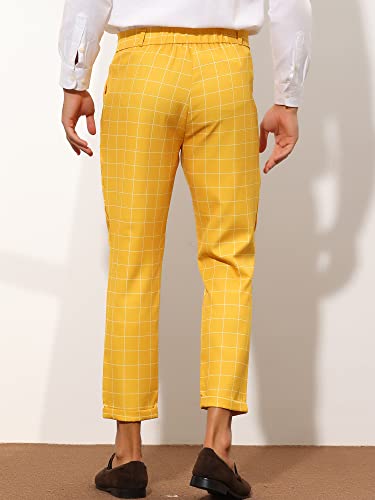 Lars Amadeus Plaid Dress Pants for Men's Slim Fit Ankle Length Tapered Checked Cropped Trousers3