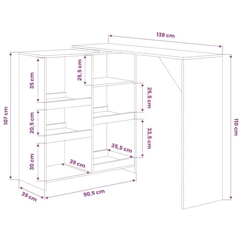 Table de bar stable anti-vacillement blanche de 138 cm de long - 3