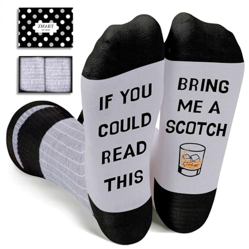 Zmart Whiskey Gifts for Men - Scotch Whiskey Socks for Drink Lover, Funny Bourbon Drinking Gifts