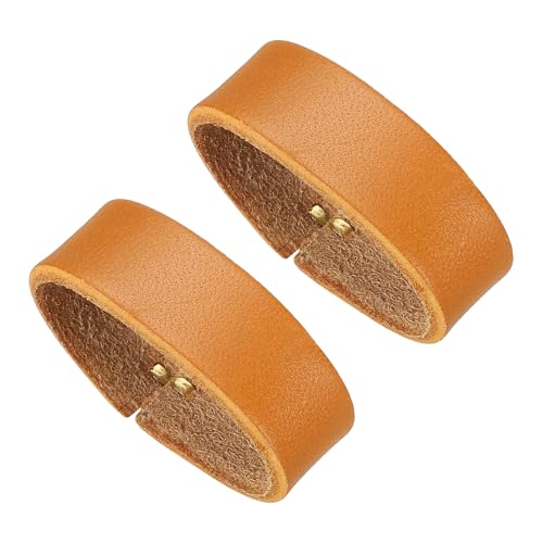 PATIKIL Leather Loop Keeper, 2 Pack Leather Loops Belt Keeper Loops Retainer Straps Replacement for 1.6"(40mm)/1.7"(42mm) Wide Belts/Straps, Earthy Yellow