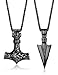 MILACOLATO 2 Piezas Collar Hombre Vikingo Acero Inoxidable Thor Martillo Triángulo Colgante con Cadena de Cesta de 61cm Collares de Acero Inoxidable Chapado en Negro Joyería Vikinga para Hombre Niño
