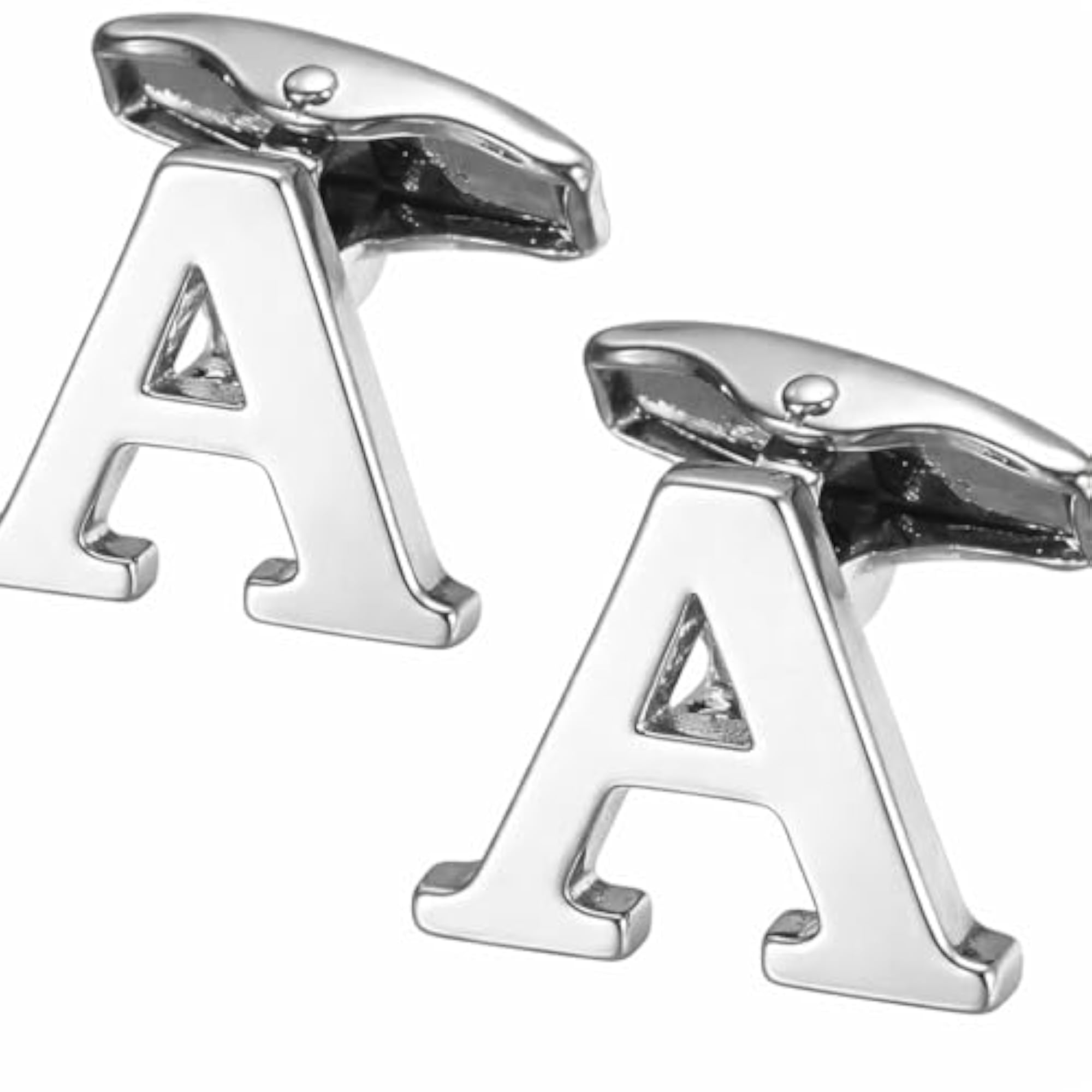 A Alphabet Silver Cufflinks for Men, Personalized Luxury