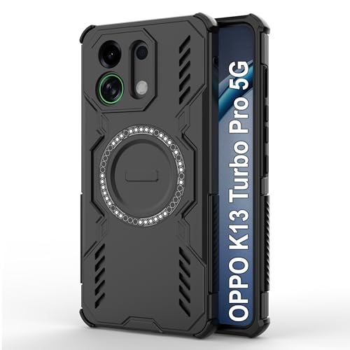 Image of Zapcase Back Case Cover for Oppo K13 Turbo Pro 5G | Magnetic Case with Built-in Metal Ring | Supports MagSafe Charger, Wallet & Car Mount | Shockproof Hybrid PC + TPU | Black