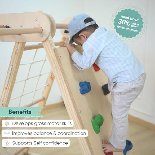 Image of Curious Cub Foldable Jungle Gym for Kids Indoor | Jungle Gym for Kids with Slide,Net Climbing,Rock Climbing, Hanging Bars & Ladder | 5 in 1 Kid Home Play Set | Montessori Toys 1.5 to 7 Years