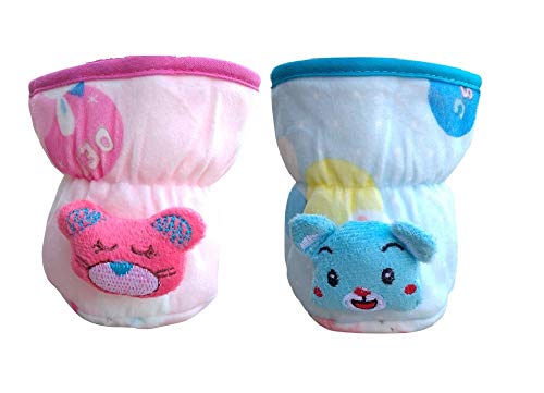 Image of Bottle Covers for Wide Neck /Broad Neck Soft Plush Stretchable Baby Feeding Bottle Cover with Strap for (125ml, 120 ml and 140 ml Feeders (Multicolour) Pack of 2 -Pink Blue)
