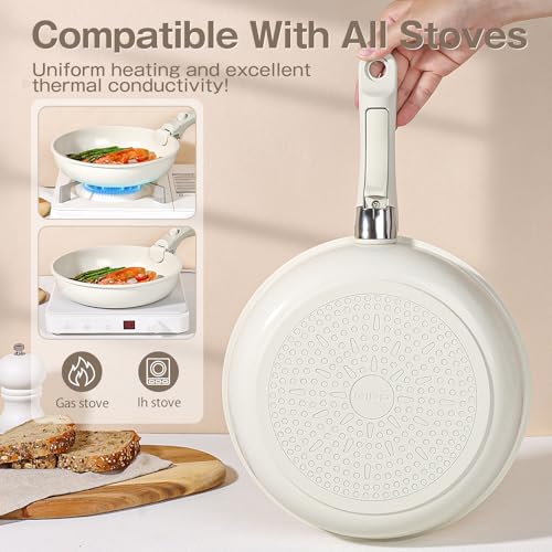 Image of GiPP Ceramic Pots and Pans Set Non Stick, Nonstick Detachable Handle Cookware Sets, Non Toxic Induction Kitchen Pot and Pan with Removable Handle, Healthy RV Cookware, Dishwasher &Oven Safe, 7 Piece